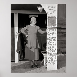 Waarzegster, 1938. Oude foto Poster