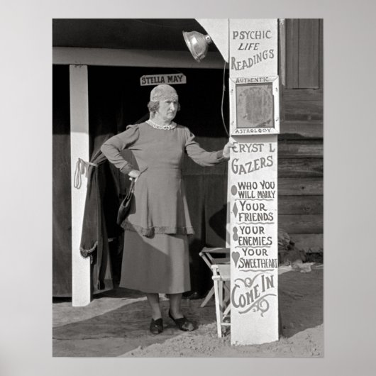 Waarzegster, 1938. Oude foto Poster (Voorkant)