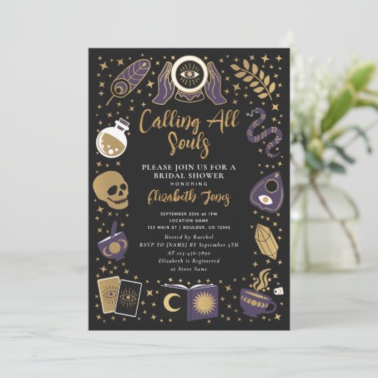 Waarzegster Gothische Hekserige Bruidsfeest Kaart (Staand voorkant)