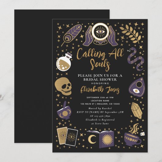 Waarzegster Gothische Hekserige Bruidsfeest Kaart (Voorkant / Achterkant)