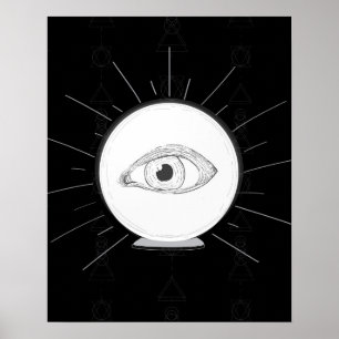 Waarzegster Oog Ziener Esoterische Kristallen Bol Poster