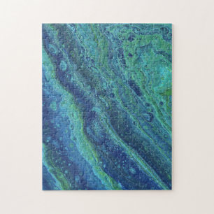 Wabash 2 Cool Blauw Groen Abstract Puzzel