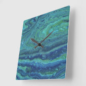 Wabash 3 Cool Blauw Groene Abstracte Klok (Hoek)