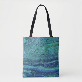 Wabash 3 Cool Blauw Groene Abstracte Tote Bag