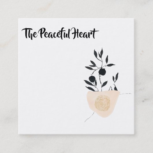 *~* Wabi Sabi Abstracte Eenvoudige Minimale Inkt Q Vierkante Visitekaartje (Voorkant)