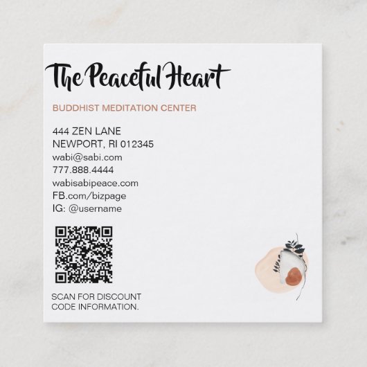 *~* Wabi Sabi Abstracte minimale inkt AR27 Eenvoud Vierkante Visitekaartje (Achterkant)