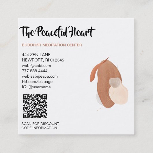 *~* Wabi Sabi Abstracte minimale inkt AR27 QR Simp Vierkante Visitekaartje (Achterkant)