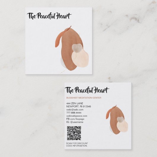 *~* Wabi Sabi Abstracte minimale inkt AR27 QR Simp Vierkante Visitekaartje (Voorkant / Achterkant)