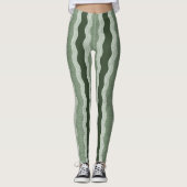 Wabi Sabi Abstracte Wavy River, Forest Green, Sage Leggings (Voorkant)