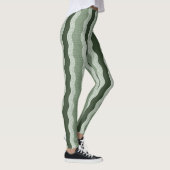 Wabi Sabi Abstracte Wavy River, Forest Green, Sage Leggings (Rechts)