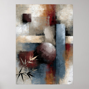 Wabi-Sabi Bamboe Abstract Moderne Japanse Wandkuns Poster