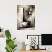 Wabi-Sabi Hangende Stilte Modern Japans Abstract Poster (Thuiskantoor)