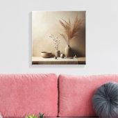 Wabi-Sabi Japandi Ikebana met keramische vaas Canvas Afdruk (Insitu (Woonkamer))
