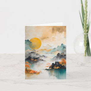 Wabi Sabi landschap met zon Bedankkaart