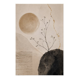 Wabi Sabi Natuur Poster – Neutrale Zen Botanische 