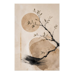 Wabi Sabi Neutrale Muurkunst Poster – Minimalistis