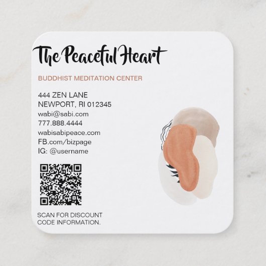 * Wabi Sabi QR. Abstracte eenvoudige minimale AR27 Vierkante Visitekaartje (Achterkant)