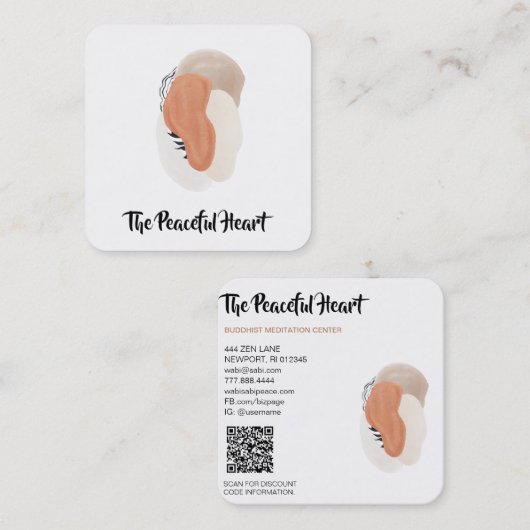 * Wabi Sabi QR. Abstracte eenvoudige minimale AR27 Vierkante Visitekaartje (Voorkant / Achterkant)