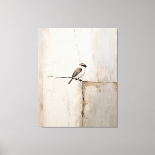 Wabi sabi sfeerneutraal minimalistisch vogeldoek canvas afdruk (Voorkant)