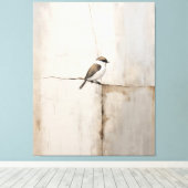 Wabi sabi sfeerneutraal minimalistisch vogeldoek canvas afdruk (Insitu (Houten vloer))
