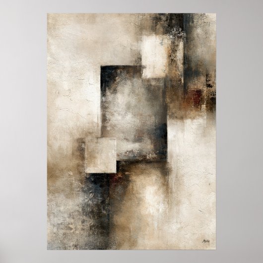 Wabi-Sabi Sluier van Stilte Modern Japans Abstract Poster (Voorkant)