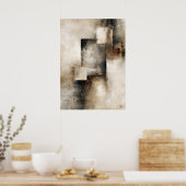 Wabi-Sabi Sluier van Stilte Modern Japans Abstract Poster (Keuken)