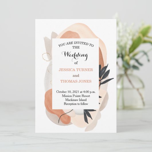 Wabi Sabi Watercolor Trouw Uitnodiging  (Staand voorkant)