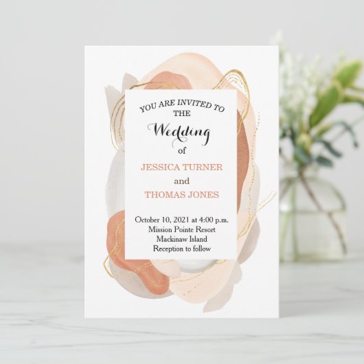 Wabi Sabi Waterverf bruiloft uitnodiging (Staand voorkant)