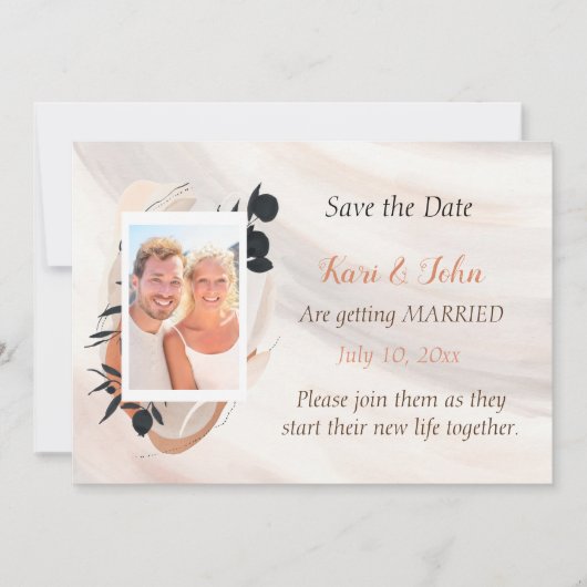 Wabi Sabi Waterverf foto Opslaan van de datum Kaart (Voorkant)