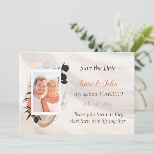 Wabi Sabi Waterverf foto Opslaan van de datum Kaart (Staand voorkant)