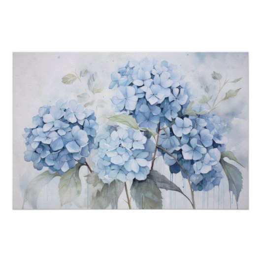 Wabisabi esthetische blauwe hortensia perfect poster (Voorkant)