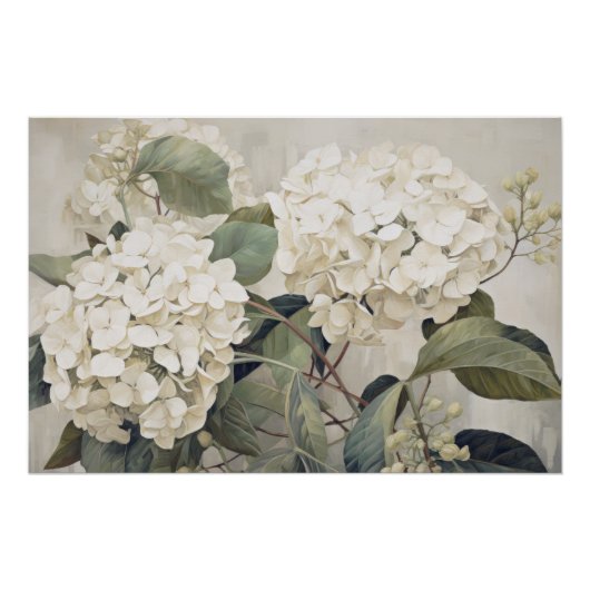 Wabisabi esthetische witte hortensia perfect poster (Voorkant)