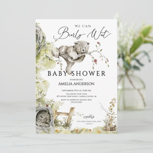 Wacht bijna op Baby shower uitnodiging (Staand voorkant)