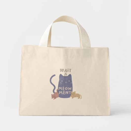 Wacht een Meow-ment Mini Tote Bag (Voorkant)