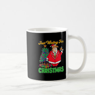 Wacht enkel op kerst Trump kerstman minimalistisch Koffiemok
