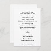 "Wacht even" gedicht Informatiekaartje (Voorkant / Achterkant)