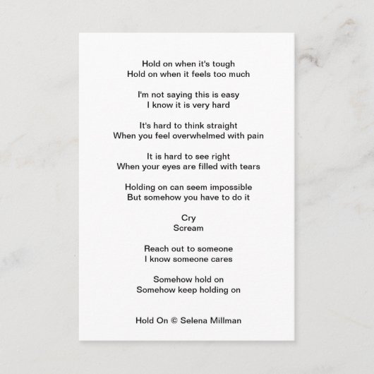 "Wacht even" gedicht Informatiekaartje (Voorkant)