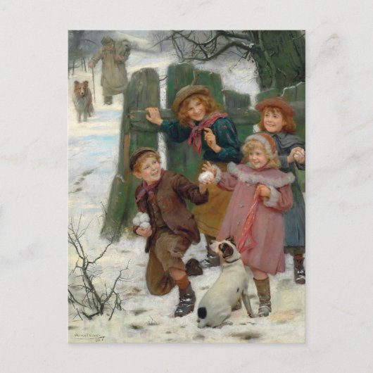 Wacht even, hier komt hij | Arthur John Elsley Briefkaart (Voorkant)