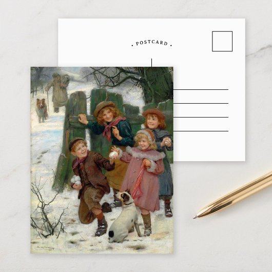 Wacht even, hier komt hij | Arthur John Elsley Briefkaart