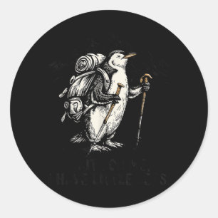 Wacht even, ik heb kleine benen Pinguïn Wandelen F Ronde Sticker