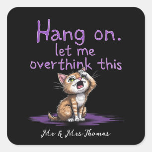 Wacht even, laat me deze grappige introvert overde vierkante sticker