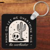Wacht even, laat me deze overdenker overdenken sleutelhanger (Achterkant)