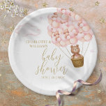 Wacht even met Teddy Bear Pink Girl Baby shower Papieren Bordje<br><div class="desc">Cute "we kunnen snel wachten",  teddy beer-het roze baby shower design. Ontworpen door: Thisnotme©</div>