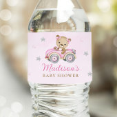 Wacht even met Teddy Bear Pink Girl Baby shower Waterfles Etiket