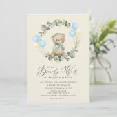 wacht even op uitnodiging van teddy beer baby show (Staand voorkant)