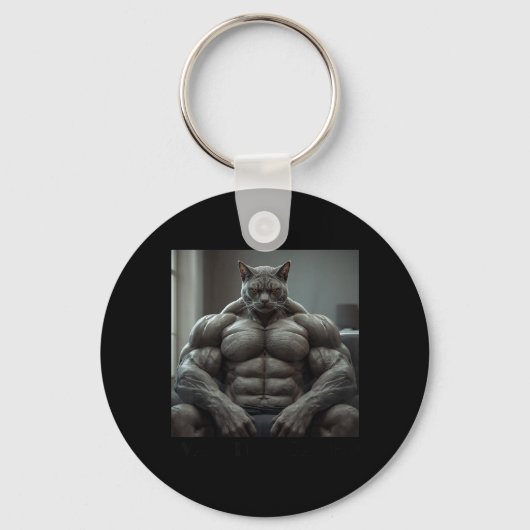 Wacht Goated Kat Grappig Grappige Katten Meme Mann Sleutelhanger (Voorkant)
