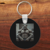 Wacht Goated Kat Grappig Grappige Katten Meme Mann Sleutelhanger (Voorkant)