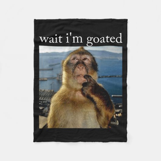 Wacht, ik ben Goated Funny Thinking Monkey Meme Br Fleece Deken (Voorkant)