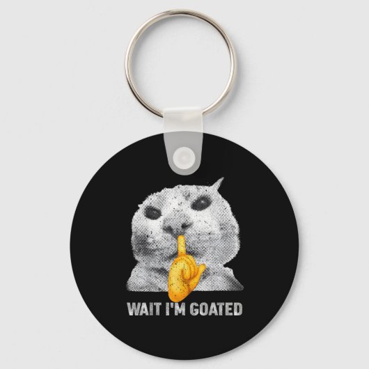 Wacht, ik ben Goated Kat Silly Cats Meme Kostuum M Sleutelhanger (Voorkant)