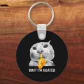 Wacht, ik ben Goated Kat Silly Cats Meme Kostuum M Sleutelhanger (Voorkant)
